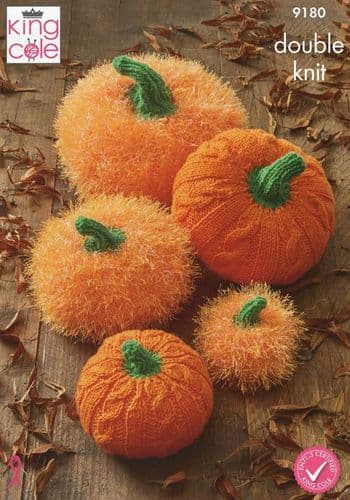 King Cole Halloween Pumpkin Stack Knitting Pattern in Chunky & DK (9180)