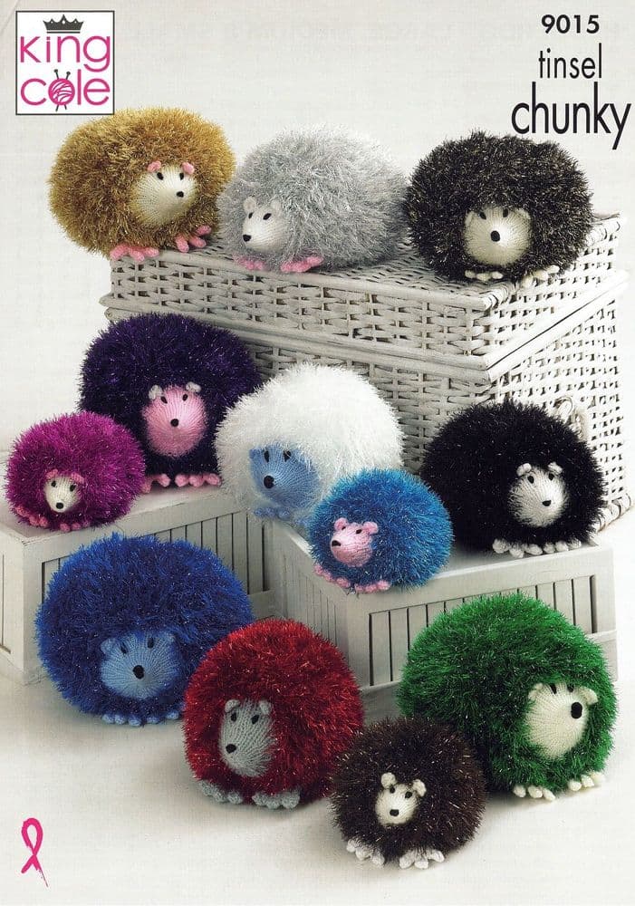 King Cole Hedgehogs Knitting Pattern in Tinsel Chunky 9015