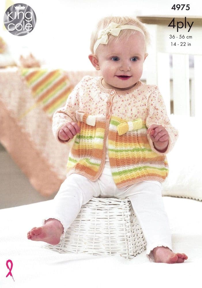 King Cole Jacket Hat Shoes & Blanket Knitting Pattern in Baby 4Ply 4975