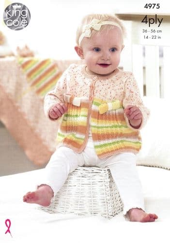King Cole Jacket, Hat, Shoes & Blanket Knitting Pattern in Baby 4Ply (4975)