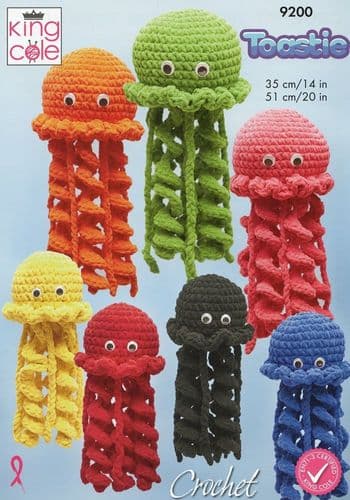King Cole Jellyfish Toys Crochet Pattern in Toastie (9200)