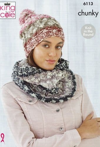 King Cole Ladies Accessories Knitting Pattern in Nordic Chunky (6113)
