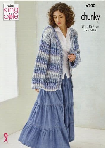 King Cole Ladies Cardigan & Sweater Knitting Pattern in Hedgerow Chunky (6200)