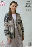 King Cole Ladies Cardigan & Sweater Knitting Pattern in Nordic Chunky (6271)