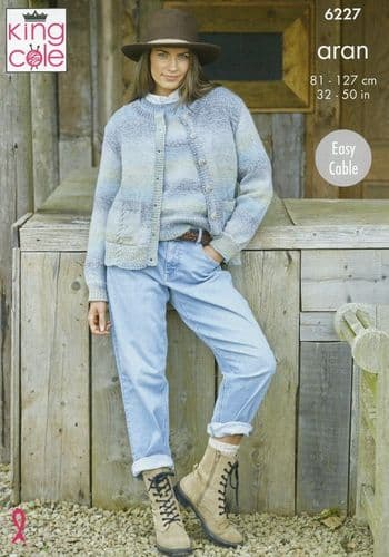 King Cole Ladies Cardigan & Vest Knitting Pattern in Crescendo Aran (6227)