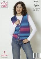 King Cole Ladies Cardigan & Waistcoat Knitting Pattern in Rebel 4ply (6277)