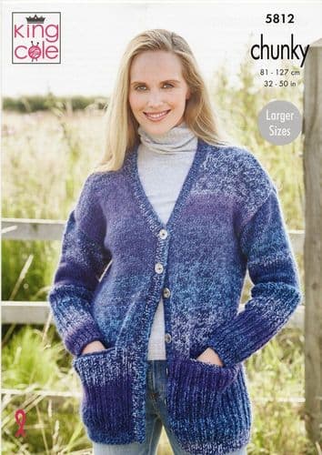 King Cole Ladies Cardigans Knitting Pattern in Autumn Chunky (5812)