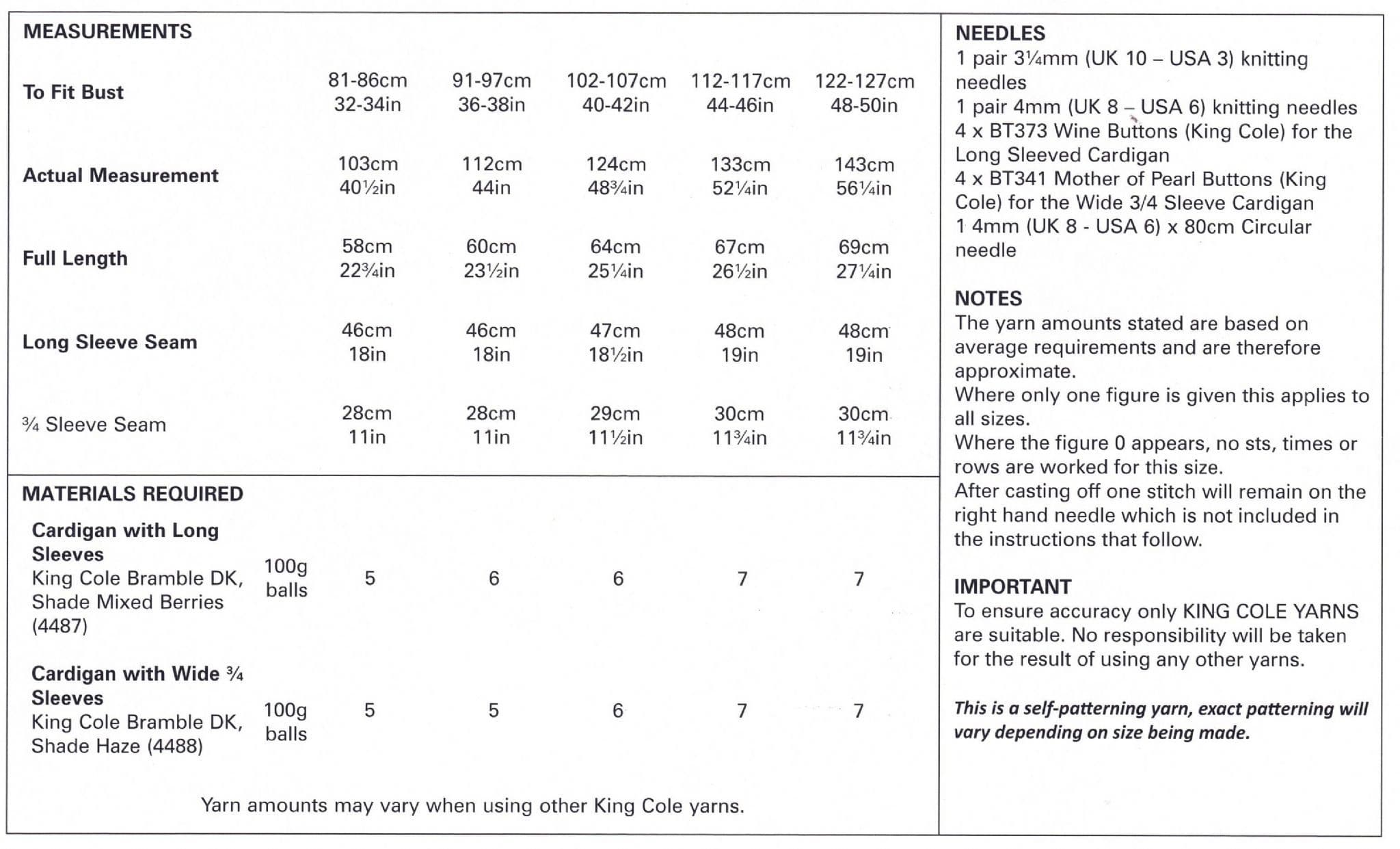 King Cole Ladies Cardigans Knitting Pattern in Bramble DK 5648