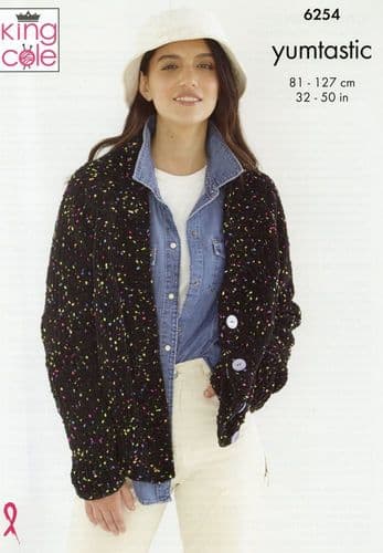 King Cole Ladies Cardigans Knitting Pattern in Yumtastic Chunky (6254)