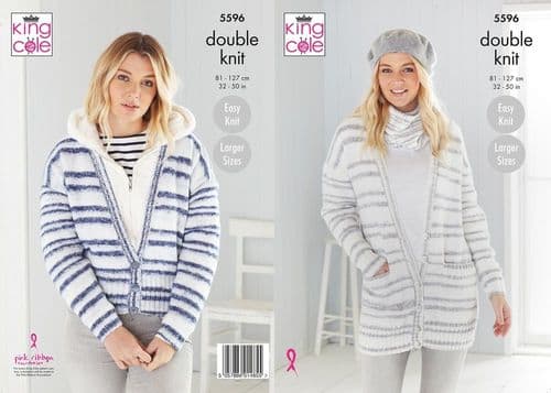 King Cole Ladies Cardigans & Snood Knitting Pattern in Stripe DK (5596)