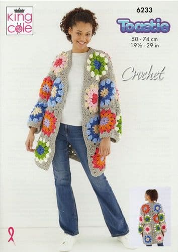King Cole Ladies Coatigans Crochet Pattern in Toastie Super Chunky (6233)