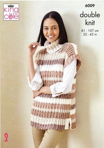 King Cole Ladies Hoodie & Pullover Knitting Pattern in Harvest Dk (6009)