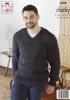 King Cole Ladies & Men's Sweaters Knitting Pattern in Big Value Poplar Chunky (5500)