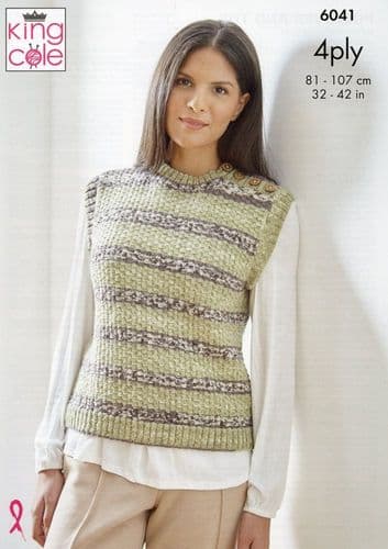 King Cole Ladies Pullover & Top Knitting Pattern in Norse 4ply (6041)