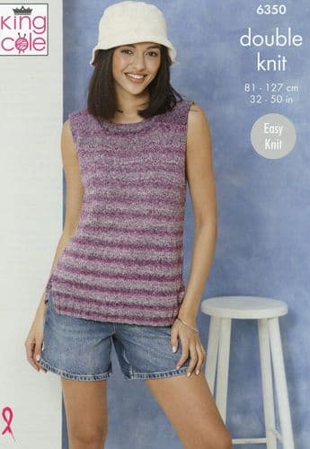 King Cole Ladies Round & V Neck Tops Knitting Pattern in Jamboree DK (6350)