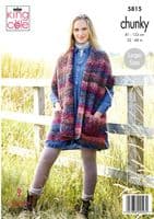 King Cole Ladies Shawls Knitting Pattern in Autumn Chunky (5815)