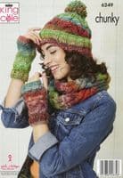 King Cole Ladies Sweater & Accessories Knitting Pattern in Cottagespun Chunky (6249)