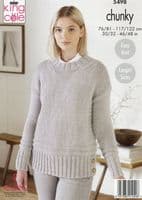King Cole Ladies Sweater & Cardigan Knitting Pattern in Big Value Poplar Chunky (5498)