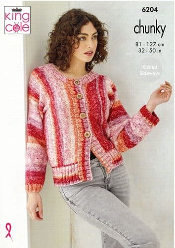 King Cole Ladies Sweater & Jacket Knitting Pattern in Hedgerow Chunky (6204)