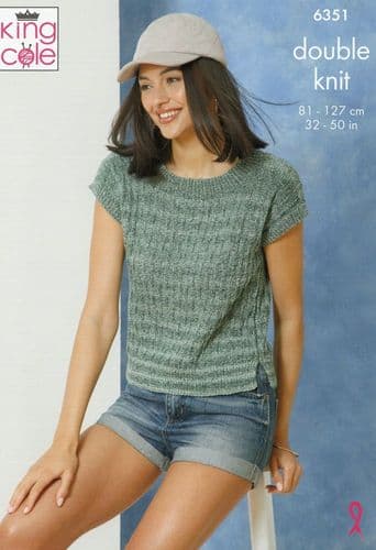 King Cole Ladies Sweater & Top Knitting Pattern in Jamboree DK (6351)