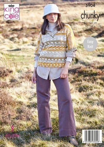 King Cole Ladies Sweaters Knitting Pattern in Nordic Chunky (5904)