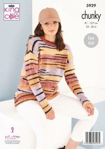 King Cole Ladies Sweaters Knitting Pattern in Safari Chunky (5929)