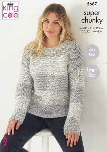 King Cole Ladies Sweaters Knitting Pattern in Timeless (Classic) Super Chunky (5667)