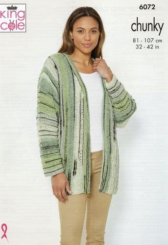 King Cole Ladies Tank Top & Cardigan Knitting Pattern in Safari Chunky (6072)