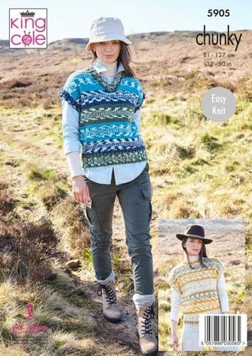 King Cole Ladies Tanks Knitting Pattern in Nordic Chunky (5905)