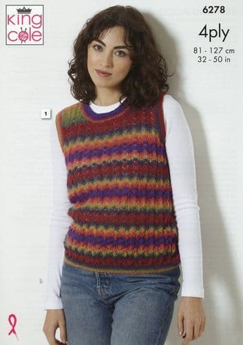 King Cole Ladies Top & Accessories Knitting Pattern in Rebel 4ply (6278)