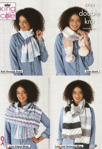 King Cole Ladies Wraps Knitting Pattern in DK (5784)
