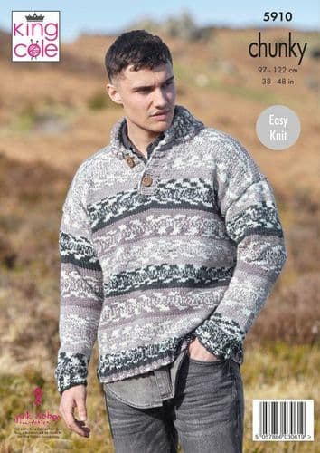 King Cole Men's Sweaters Knitting Pattern in Nordic Chunky (5910)