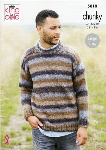 King Cole Mens Sweaters Knitting Pattern in Autumn Chunky (5818)