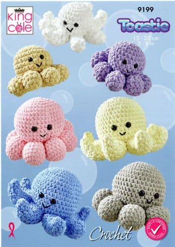 King Cole Octopus Toys Crochet Pattern in Toastie (9199)