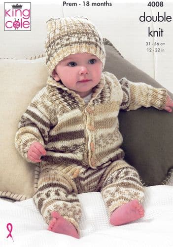 King Cole Outdoor Set Knitting Pattern in Cherish DK (4008)