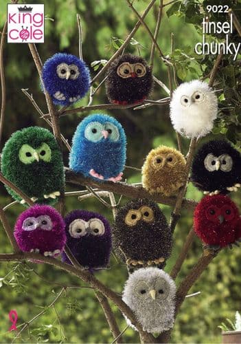 King Cole Owls Knitting Pattern in Tinsel Chunky (9022)