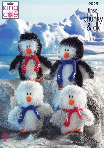 King Cole Penguins Knitting Pattern in Tinsel Chunky (9025)