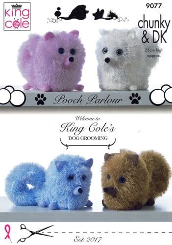 King Cole Pomeranian Dogs Knitting Pattern in Tinsel Chunky (9077)