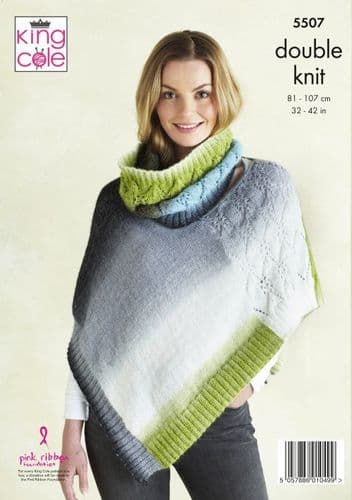 King Cole Ponchos & Snood Knitting Pattern in Curiosity DK (5507)