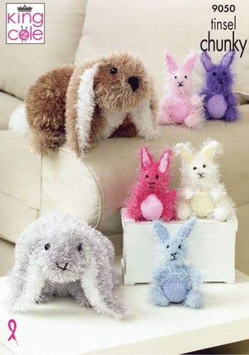 King Cole Rabbits Knitting Pattern in Tinsel Chunky (9050)