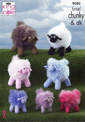 King Cole Sheep Knitting Pattern in Tinsel Chunky (9080)
