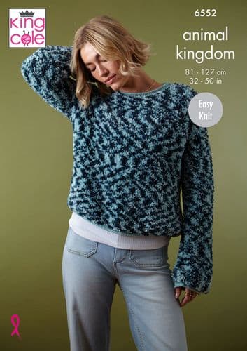 King Cole Sweater and Cardigan Knitting Pattern in Animal Kingdom Aran (6552)