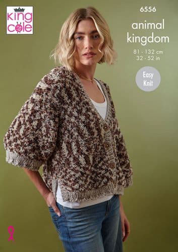 King Cole Sweater and Cardigan Knitting Pattern in Animal Kingdom Aran (6556)