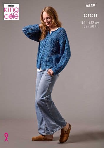 King Cole Sweater and Cardigan Knitting Pattern in Firefly Aran (6559)