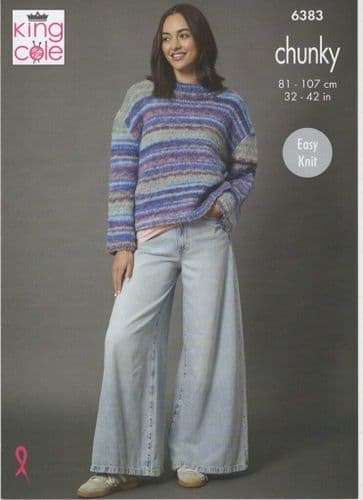King Cole Sweater and Cardigan Knitting Pattern in Flair Chunky (6383)