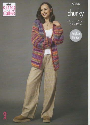 King Cole Sweater and Cardigan Knitting Pattern in Flair Chunky (6384)