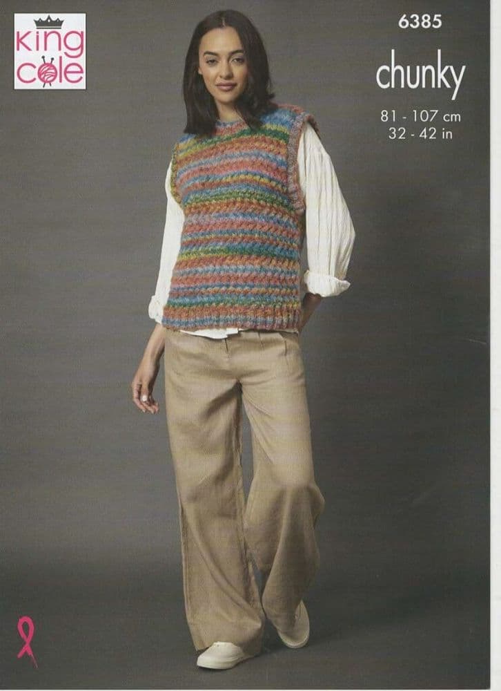 King Cole Sweater and Tank Top Knitting Pattern in Flair Chunky 6385