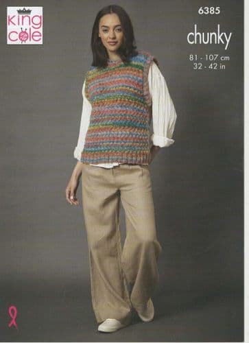 King Cole Sweater and Tank Top Knitting Pattern in Flair Chunky (6385)