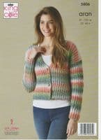 King Cole Sweater & Cardigan Knitting Pattern in  Aran (5806)