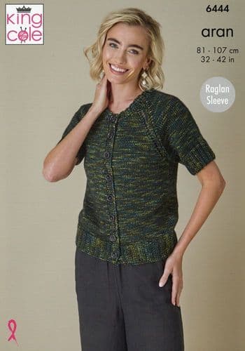King Cole Sweater & Cardigan Knitting Pattern in Firefly Aran (6444)